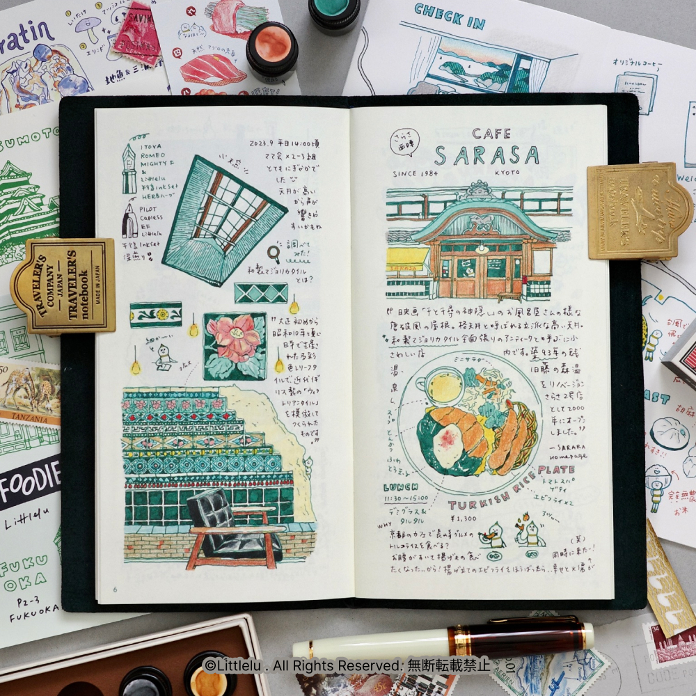 「Foodie-Notebook-Vol.6」カラフルなインクで描いた手帳をまとめたZine。カフェや旅の記録などの内容が楽しめます。