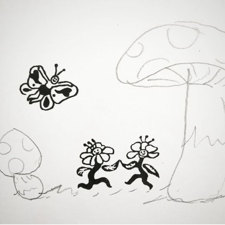 ちょうちょうと踊る花