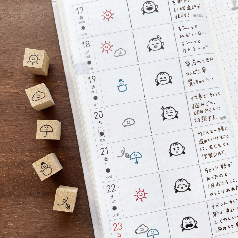 「peppokoさん-アイコンスタンプ-天気セット」ほっこりかわいい天気のアイコンが5コセットになりました。