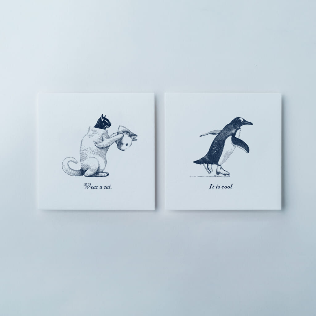 「Letterpress Card Animal」新作の2種です。活版印刷機でハンドプリントしたアニマルカード
