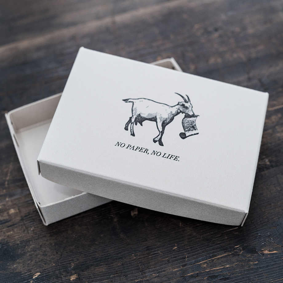 【紙博限定】「Letterpress Box」ヤギが紙を食べるイラストを活版印刷したボックス。