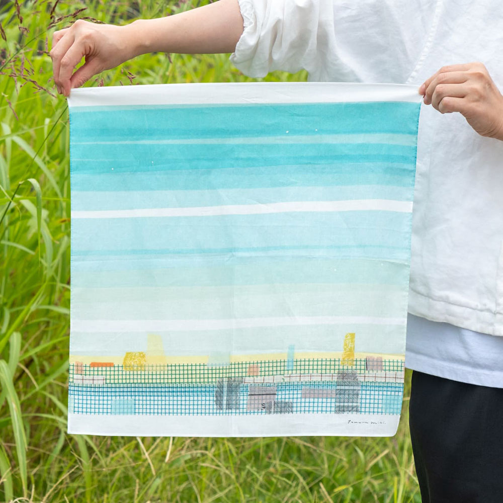 「風景画のハンカチ」壁に飾ったり、お弁当を包んだりも。