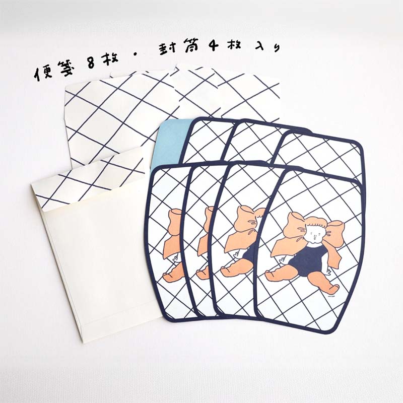 「開脚する女レターセット」小さめサイズのレターセット。