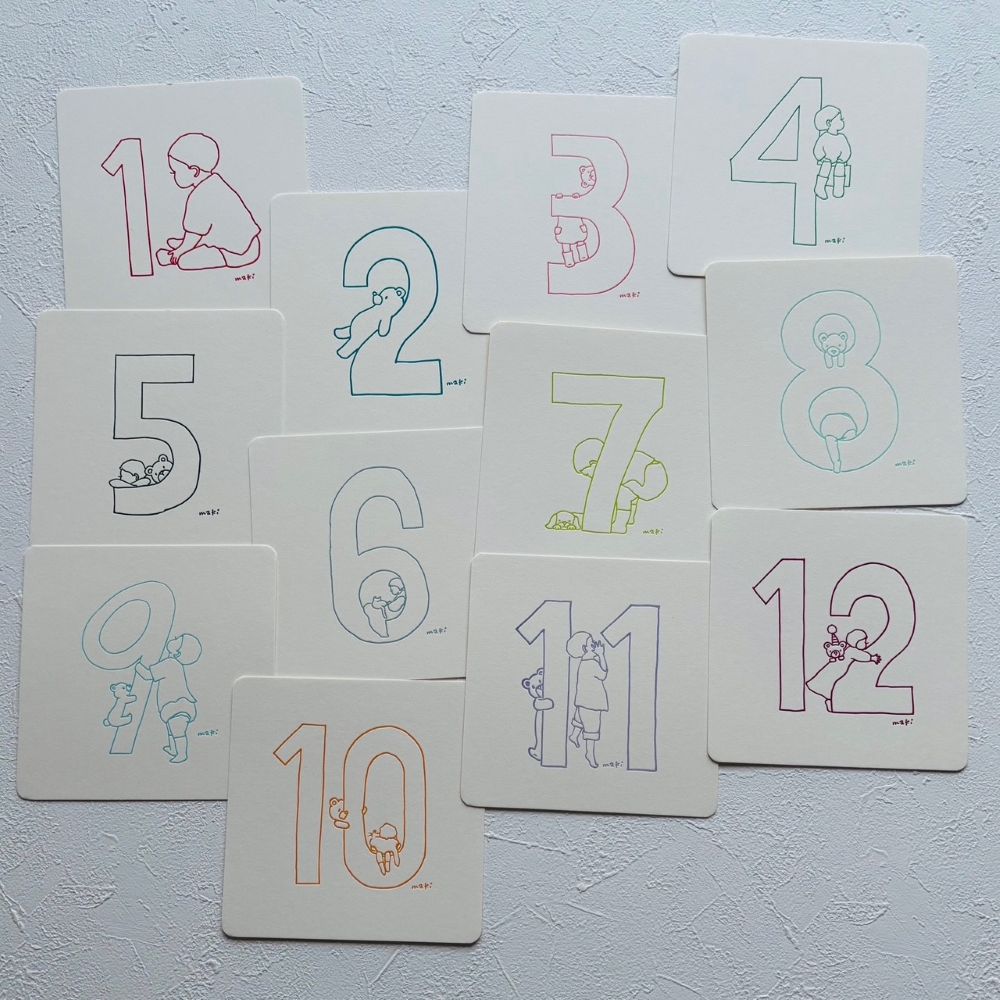 「活版印刷の数字カード」正方形のカードです。お誕生日カードにも使って頂けると嬉しいです。