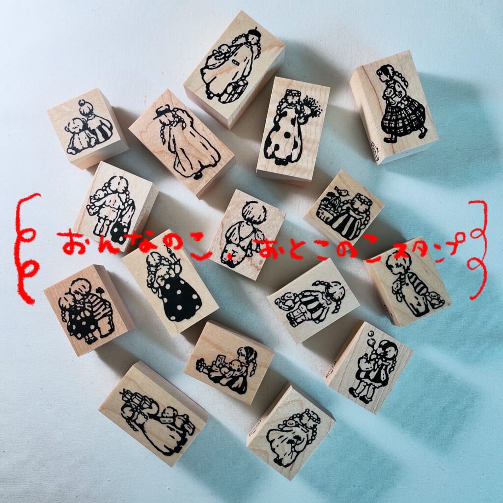 「アンティークシリーズ、ぼく、わたし」男の子、女の子のスタンプも種類豊富にご用意します！