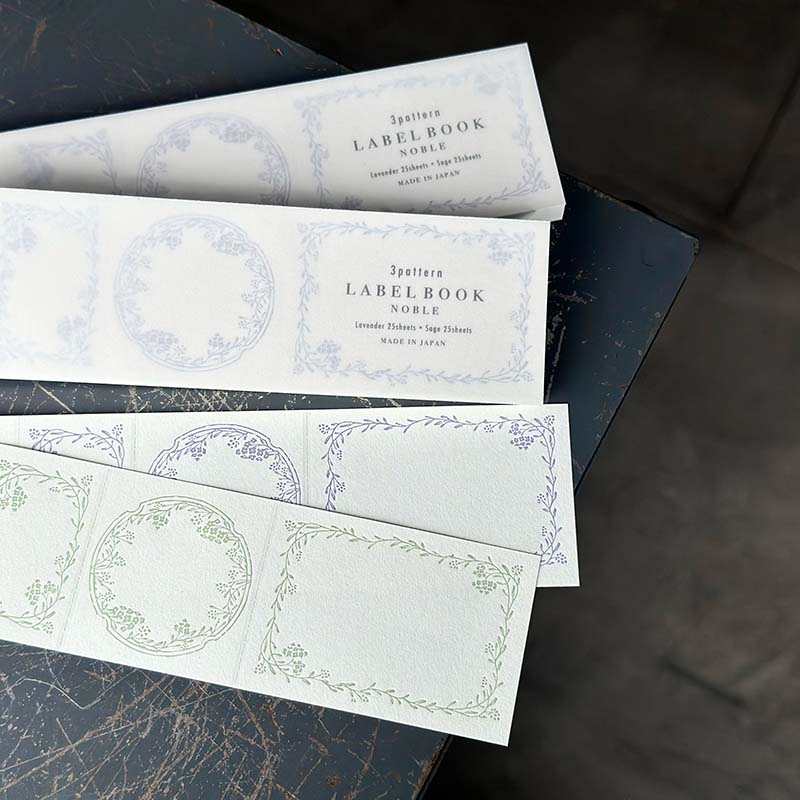 Label book Nobleに新しいデザインができました。Sage とLavenderカラーが涼しげです。