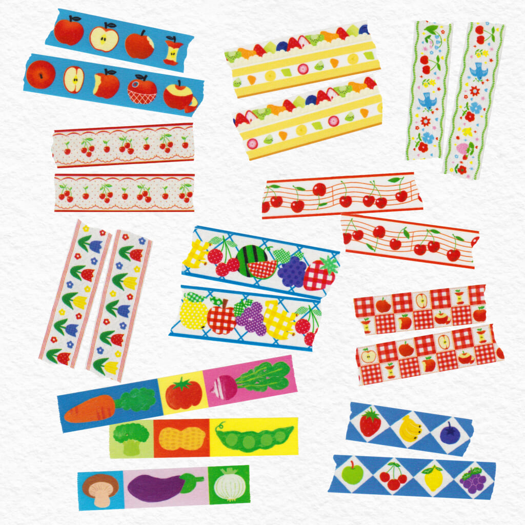 「Masking Tape」 ヴィンテージで可愛らしいフルーツイラストパターンのマスキングテープです。 どこに貼っても愛らしいです。