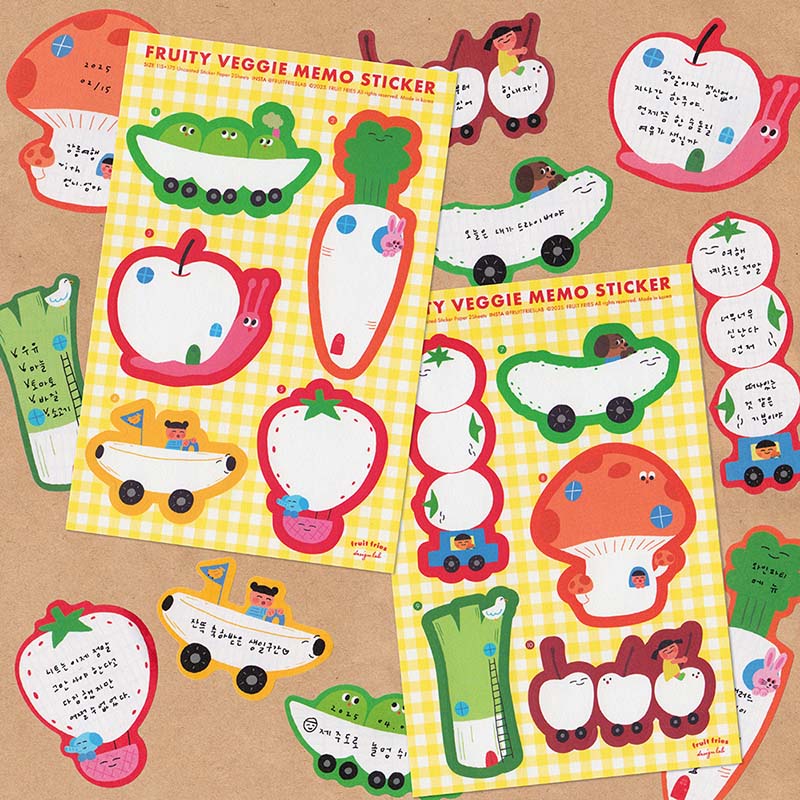 「Memo Sticker」 かわいいイラストが描かれているメモシールです。 簡単な文章を書いてノートに貼り付けることができます。