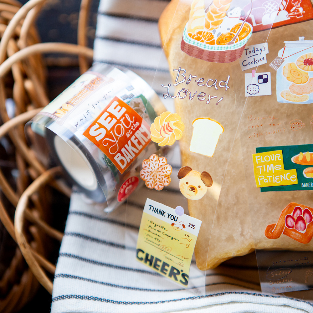 「Cheer’s 焼きたてパン工房 PETテープ」パンの香ばしい香りに包まれるような、小さなベーカリーの日常風景を切り取ったテープです。