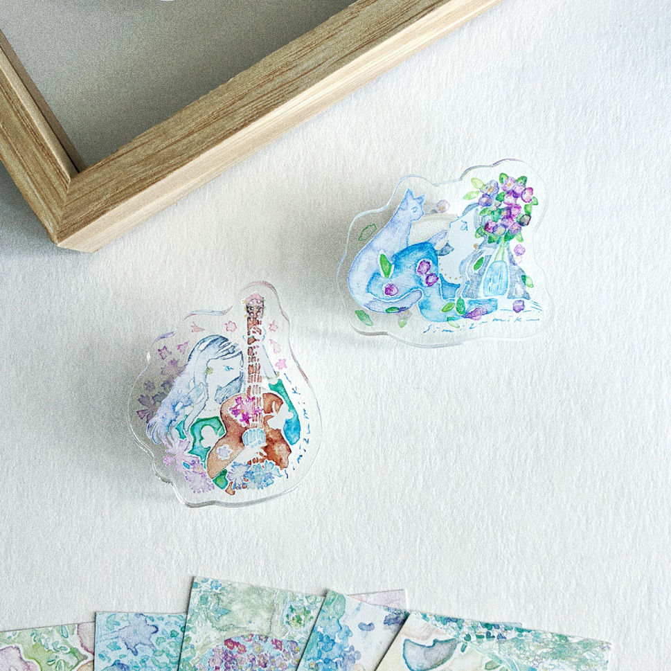 「アクリルクリップ」ギターは東京の紙博では初登場です。売り切れていたねこもお持ちしますよ。