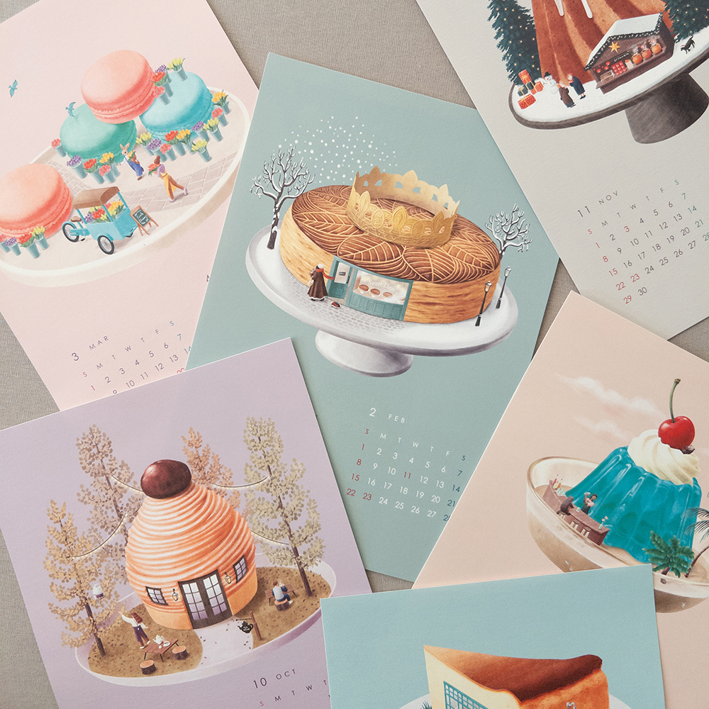 「2026カレンダー」甘い毎日のイラストを1年間お楽しみください。