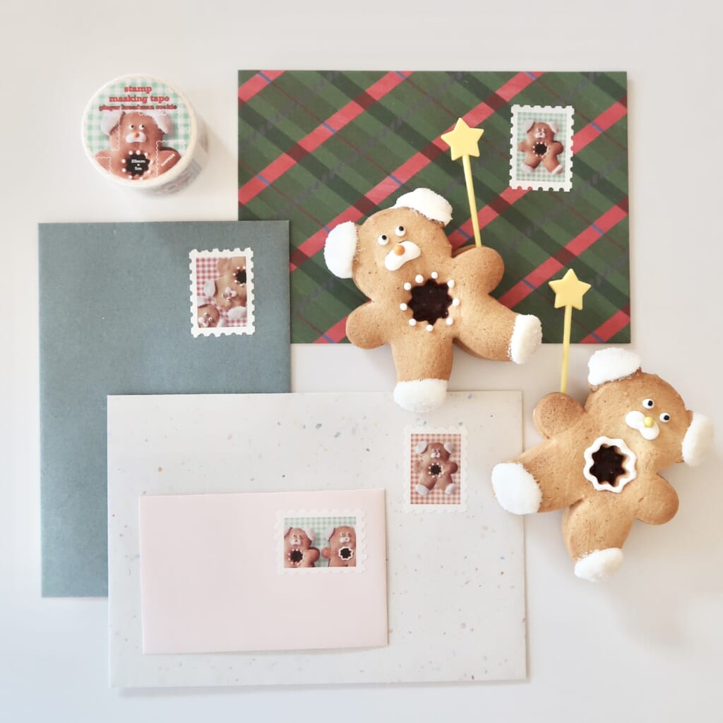 「森の妖精切手風マステ」クマッキーの森の伝説の妖精を切手風マステにしました。同柄でダイカットメモも展開しています。あなたの手帳に妖精さんを添えてみませんか？