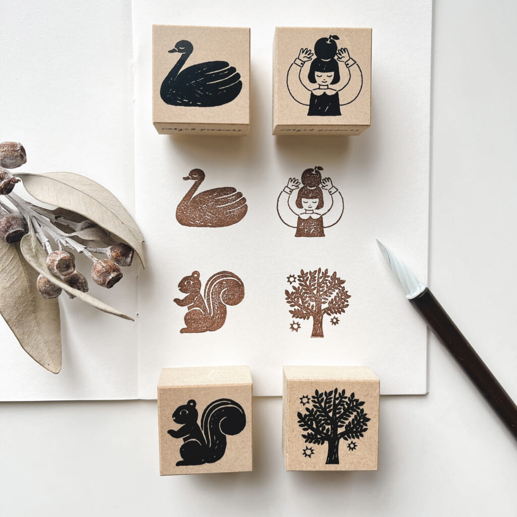 〈新作先行発売〉西淑さんのスタンプ4種。パターンのように押すのもかわいいです。