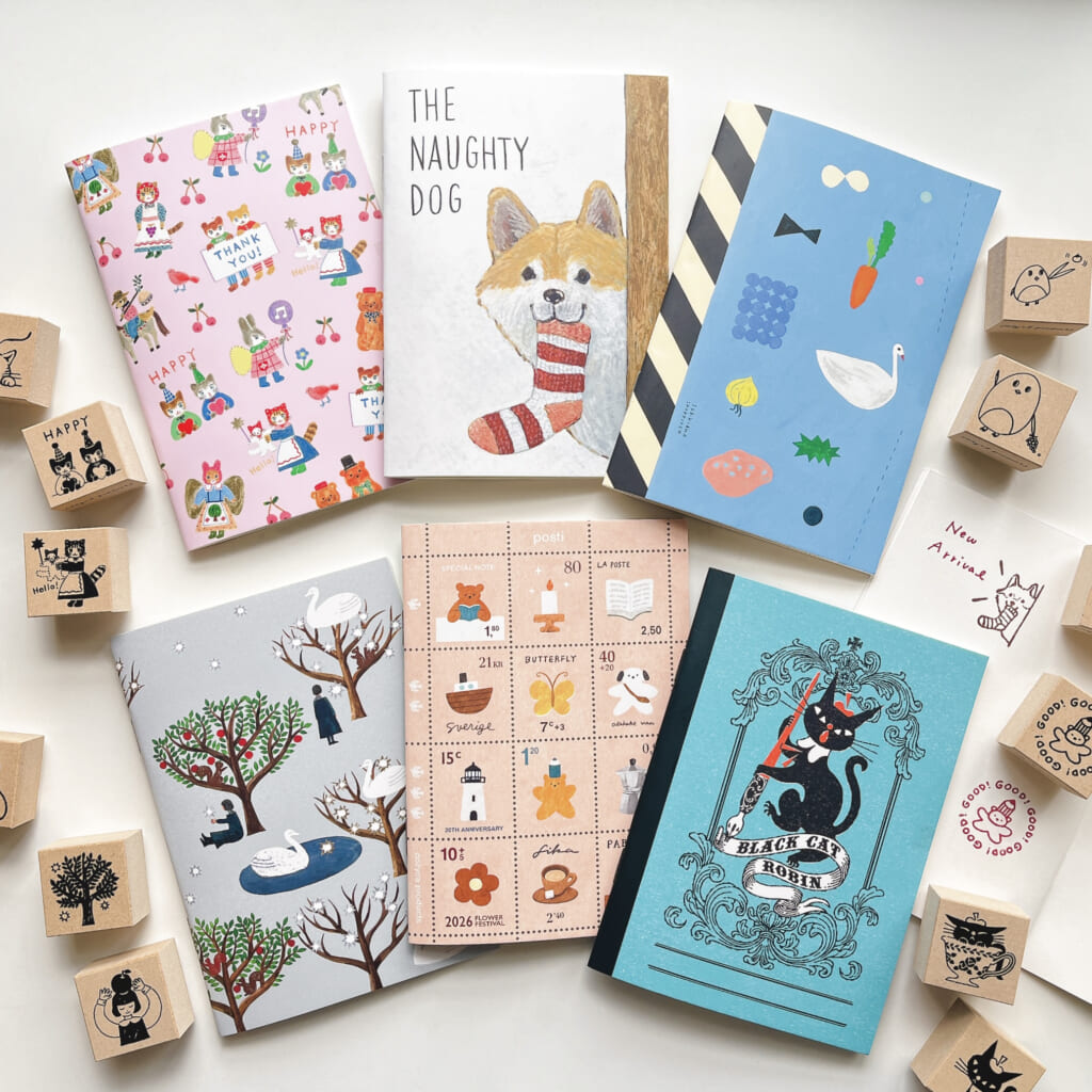 〈新作先行発売〉スタンプとお揃いのスタンプノートが登場！　画用紙のような厚手の紙で多用途にお使いいただけます。