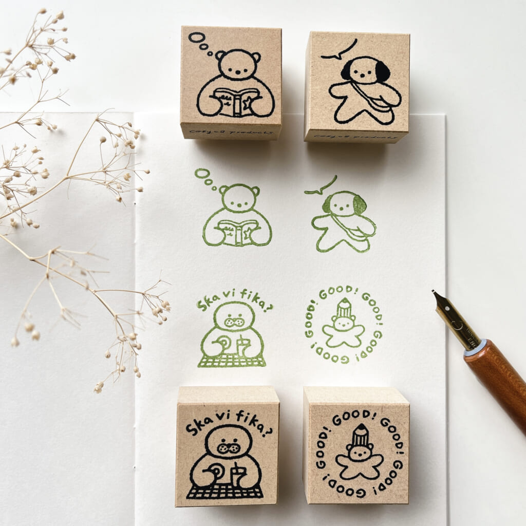 〈新作先行発売〉福岡麻利子さんのスタンプ4種。いろんなところにポンポン押したくなるかわいいスタンプです。