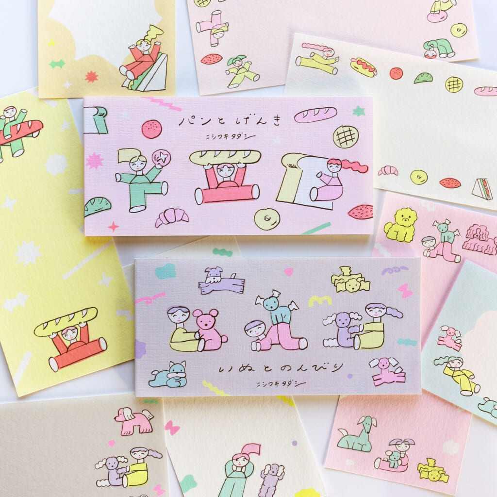 「ニシワキタダシさんの蛍光一筆箋」蛍光インクがぽわっとかわいい一筆箋です。