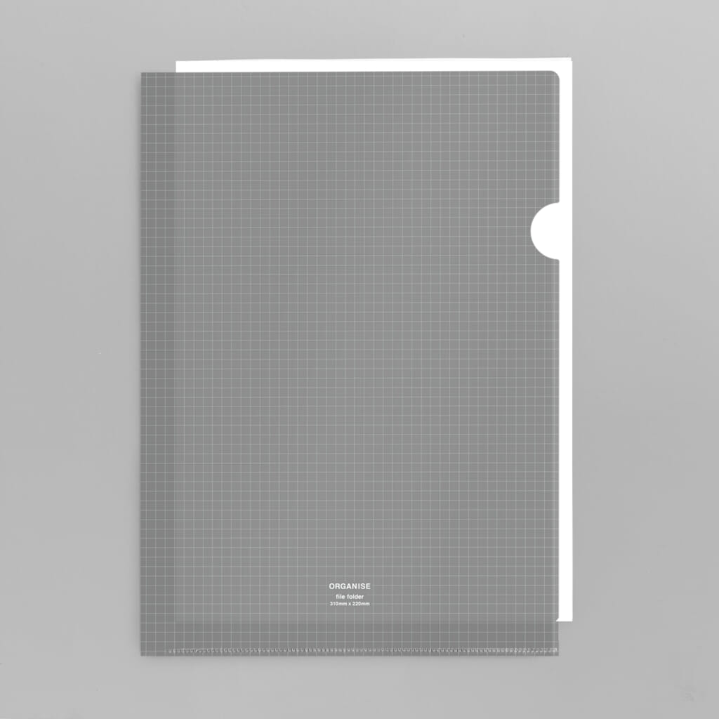 「方眼クリアファイル」新色グレーができました。