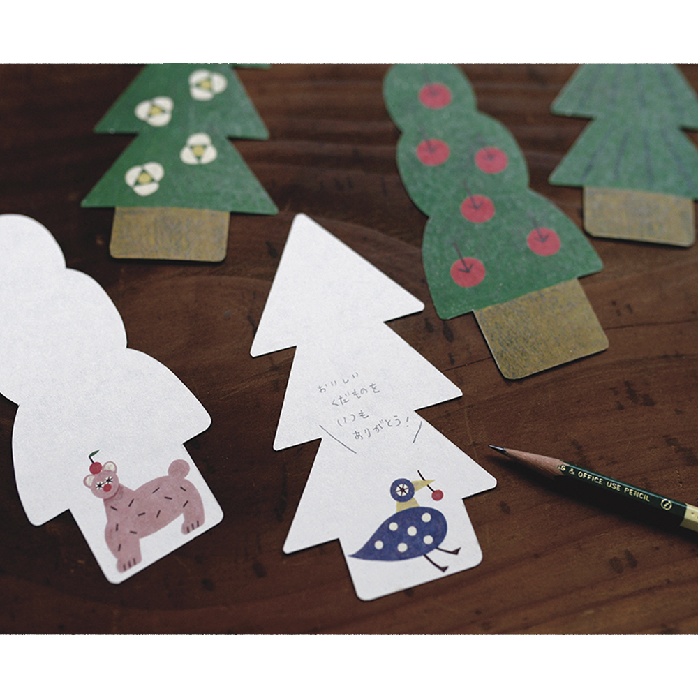 「森のさんぽカード」森の奥から顔を見せるのはなんの動物かな？メッセージカードやラッピング、ブックマークなど、色々な使い方を楽しんで。