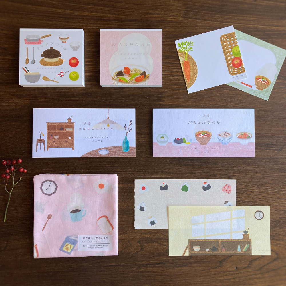 「cozyca productsグッズ」表現社さんと作ったブロックメモ、一筆箋、ハンカチをお持ちします！