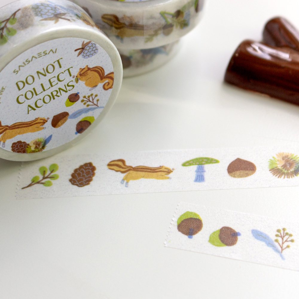 「ドングリを拾わないでくださいマスキングテープ」