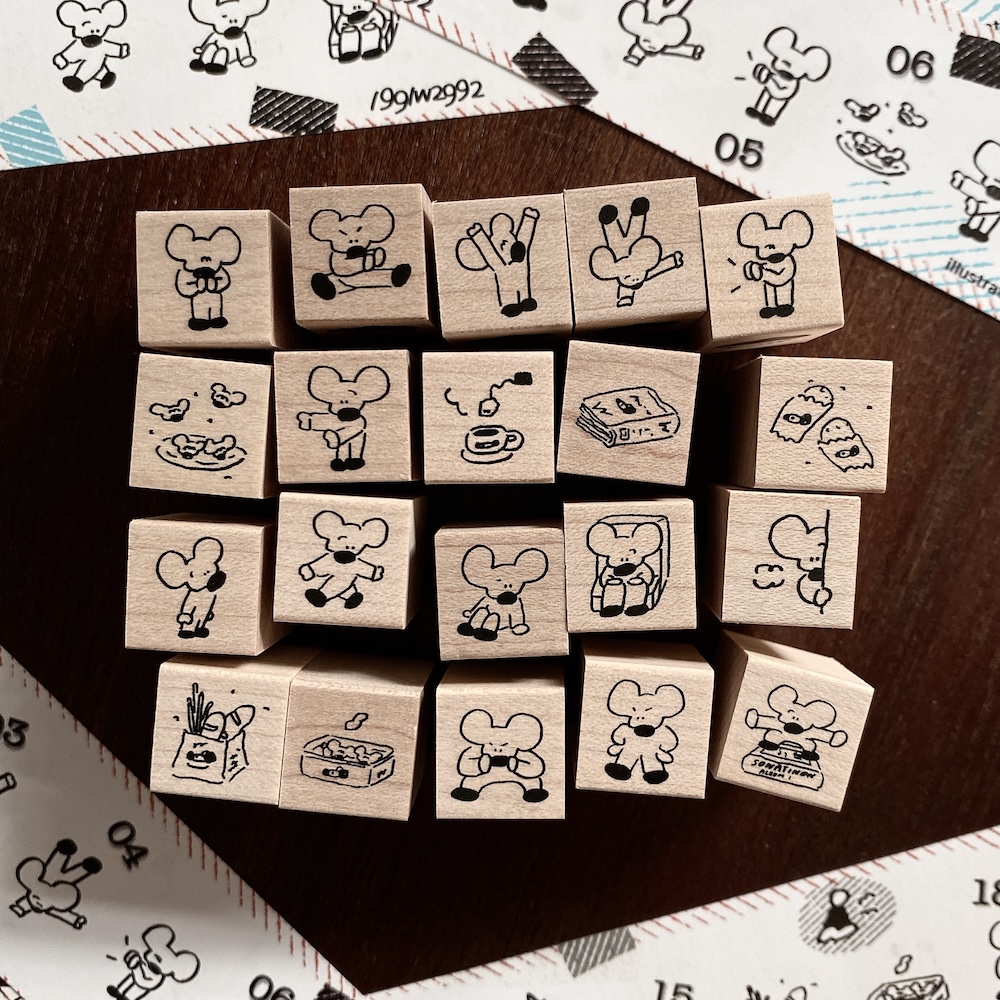 「ミニスタンプ」ネズミ社員のおやつとこものたち