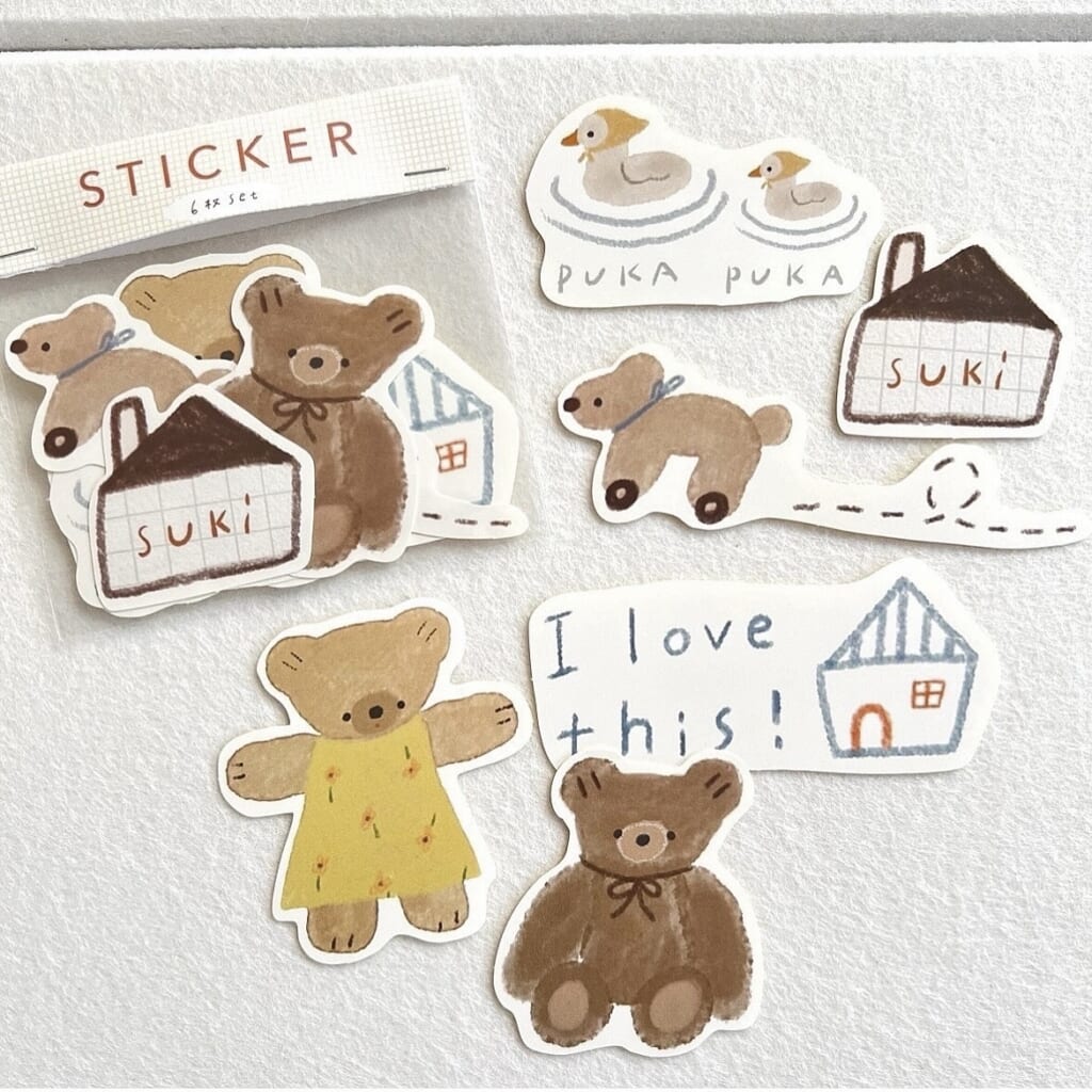 「6枚組ステッカー」6枚の大きめステッカーがsetになっているステッカーsetです。