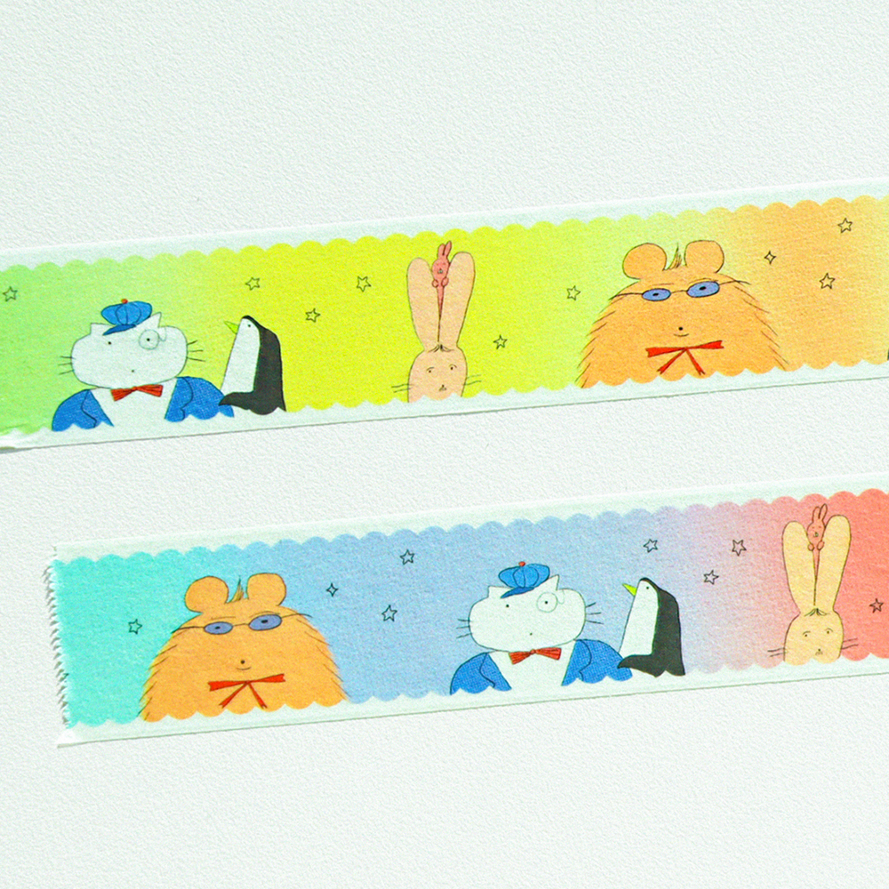 「DreamingWashiTape」夢の中でやさしく話しかけてくれそうなかわいい仲間たちが描かれた和紙テープ。