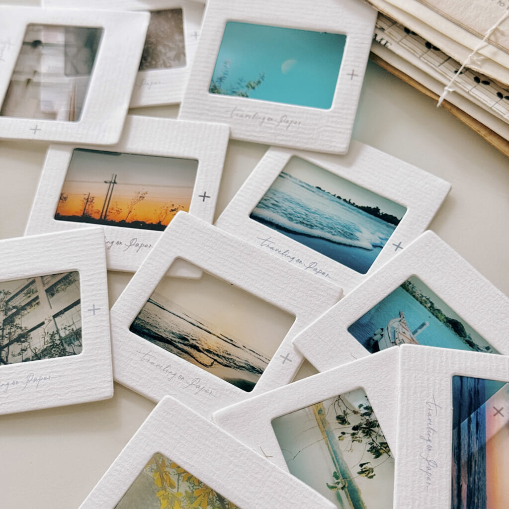 「フィルムストリップ」 ノートの中身を飾ったり、机の上に飾ったりできます。ブックマークとしても使えます