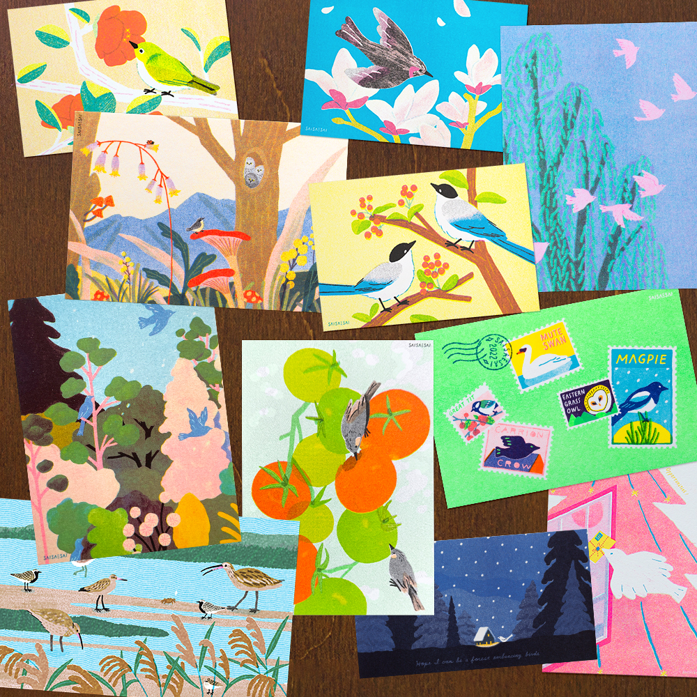 「リソグラフポストカード」 リソプリント特有の柔らかく鮮やかな色合いが魅力です。