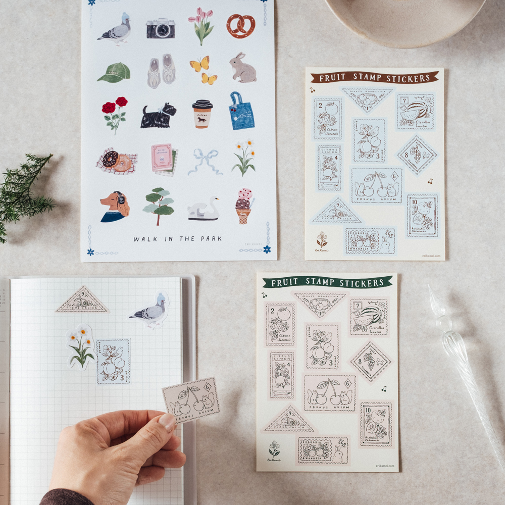 「ステッカーシート」1枚でたくさん楽しめる、シートタイプのステッカーです。手帳やノートのデコレーション、お手紙にもおすすめです。