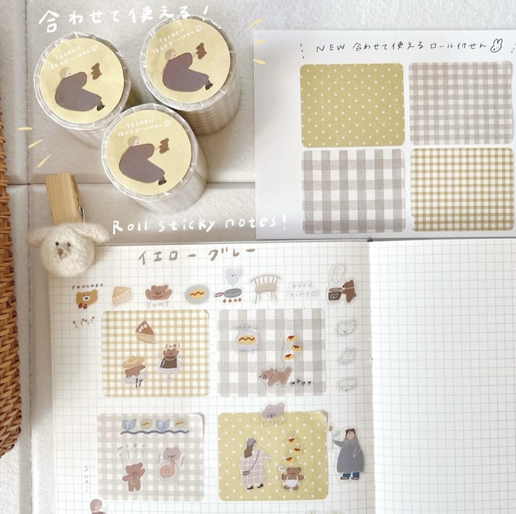 「ロール付箋」シールやハンコと合わせて使ってもとっても可愛い付箋です。