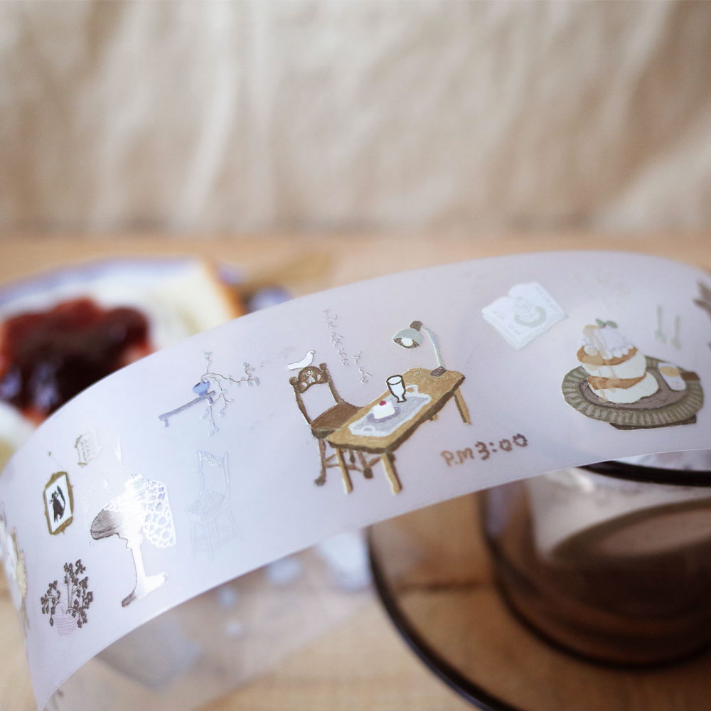 「アフタヌーンティー PETテープ」 “カフェに行きたいな”という気分の時に。その想いを込めて、日記のコラージュを楽しめる一筆です。