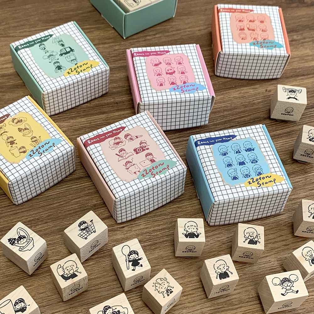 「気分とアクションスタンプ」スタンプの中から今日の気分やアクションを見つけて、手帳に押してみましょう！