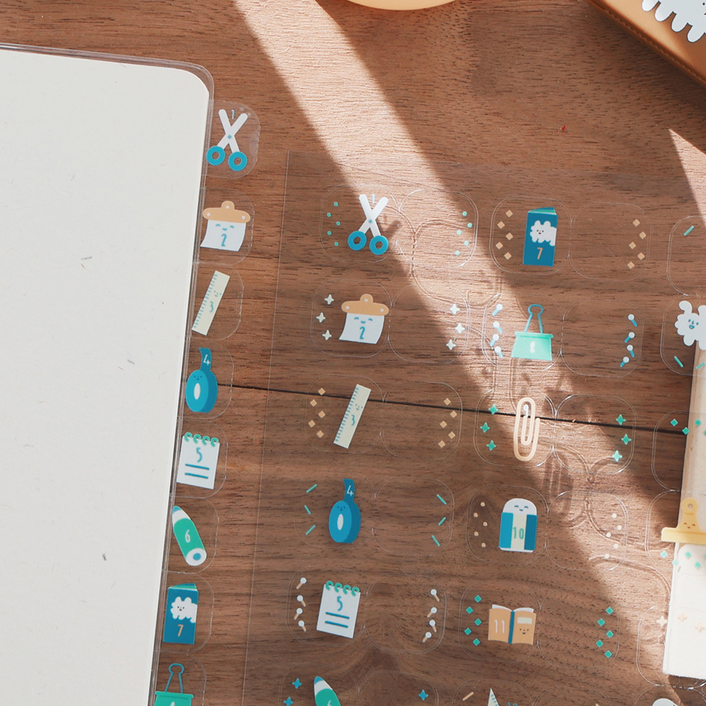 「インデックスステッカー」文具テーマのインデックスステッカーで手帳を可愛く整理。