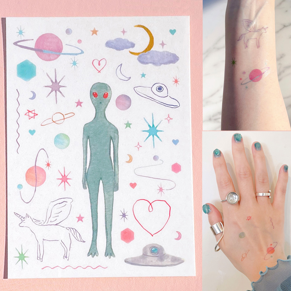「タトゥーシール」おまじないや夢、宇宙をイメージしたカラフルなタトゥーシールです。あなたの肌におまじないを忍ばせて。