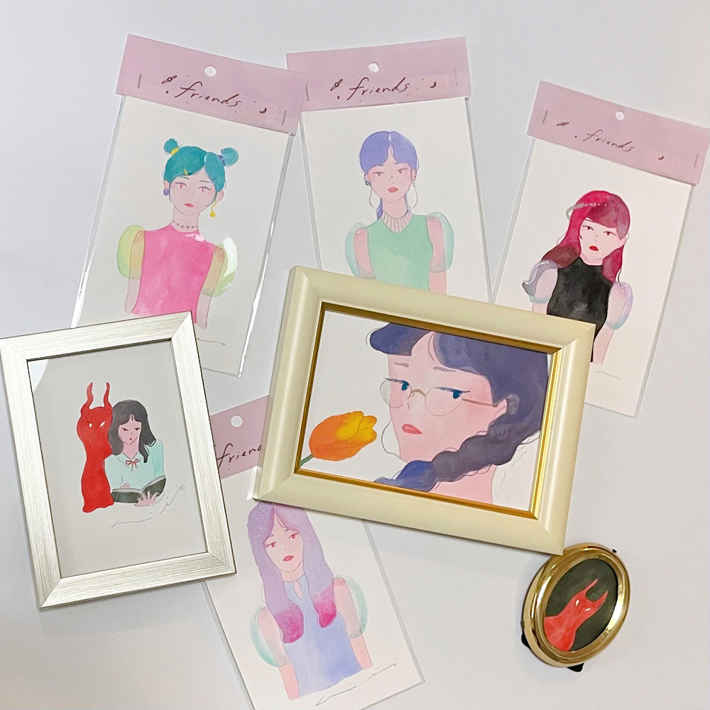 「原画」お手頃価格のシート原画と、額入りですぐに飾れるものを用意します。全て一点ものです。