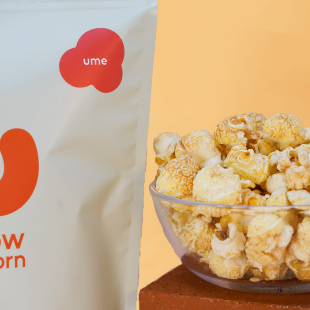 「うめ」カツオの効いた梅味がしっかり味わえる和風ポップコーン。