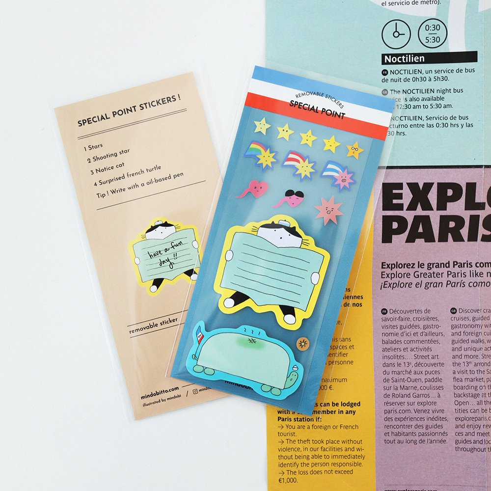 「Special Point Sticker」記録にかわいいアクセントを添えるリムーバブルステッカー。