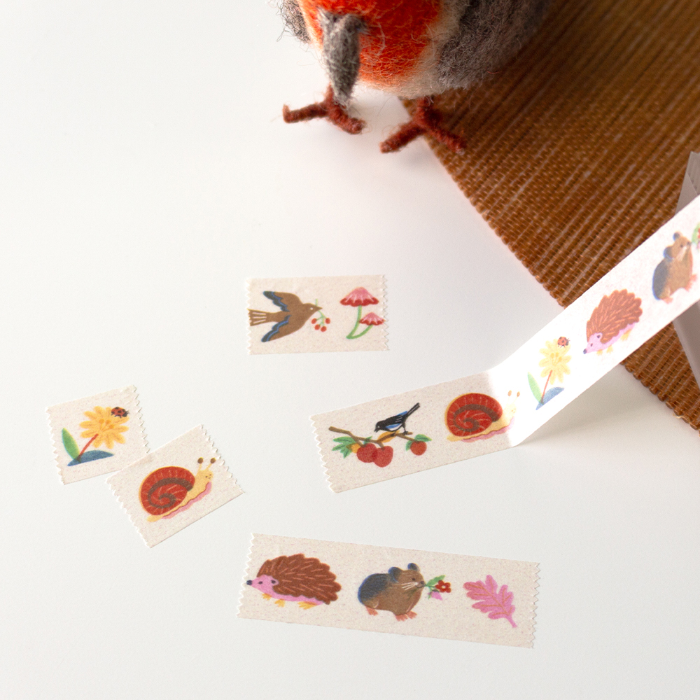 「秋の森マスキングテープ」 秋に出会った可愛いどうぶつたち。