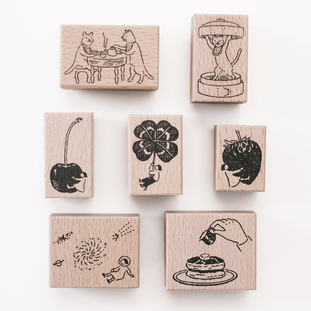 「羅久井ハナ新作ゴムスタンプ７種」心がホッとするような７種が新たに仲間入り。紙博 in 東京にて先行販売です。