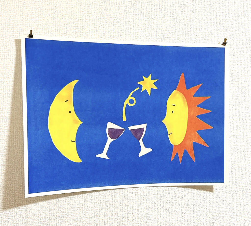 「cheers to every day A3ポスター リソグラフ」スペインの印刷会社 jumbo pressとコラボして制作したリソグラフポスターです！　インクの風合いがとてもキュートです！