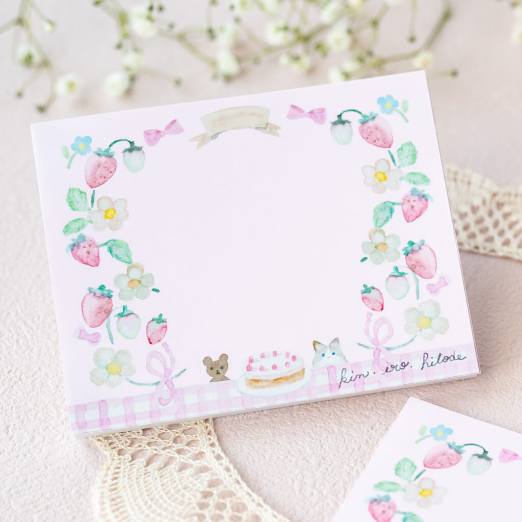 「いちご日和のメモ帳」定番の40枚綴りのメモです。