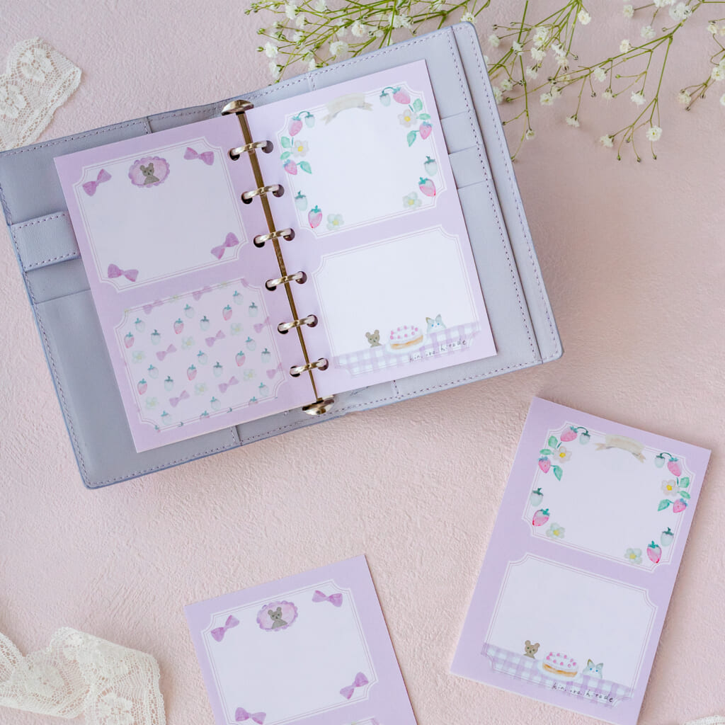 「M6リフィル」M6にピッタリサイズの両面のメモもたくさんお持ちします。新作はこちらのデザインです。