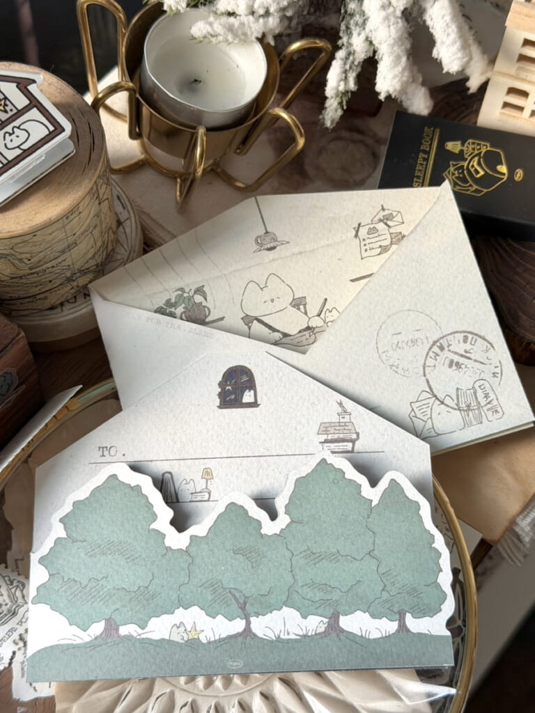 「vintage postcard set ver.2」封筒型のポストカードは、伝えたいことをすべて書き込めるようになっています。