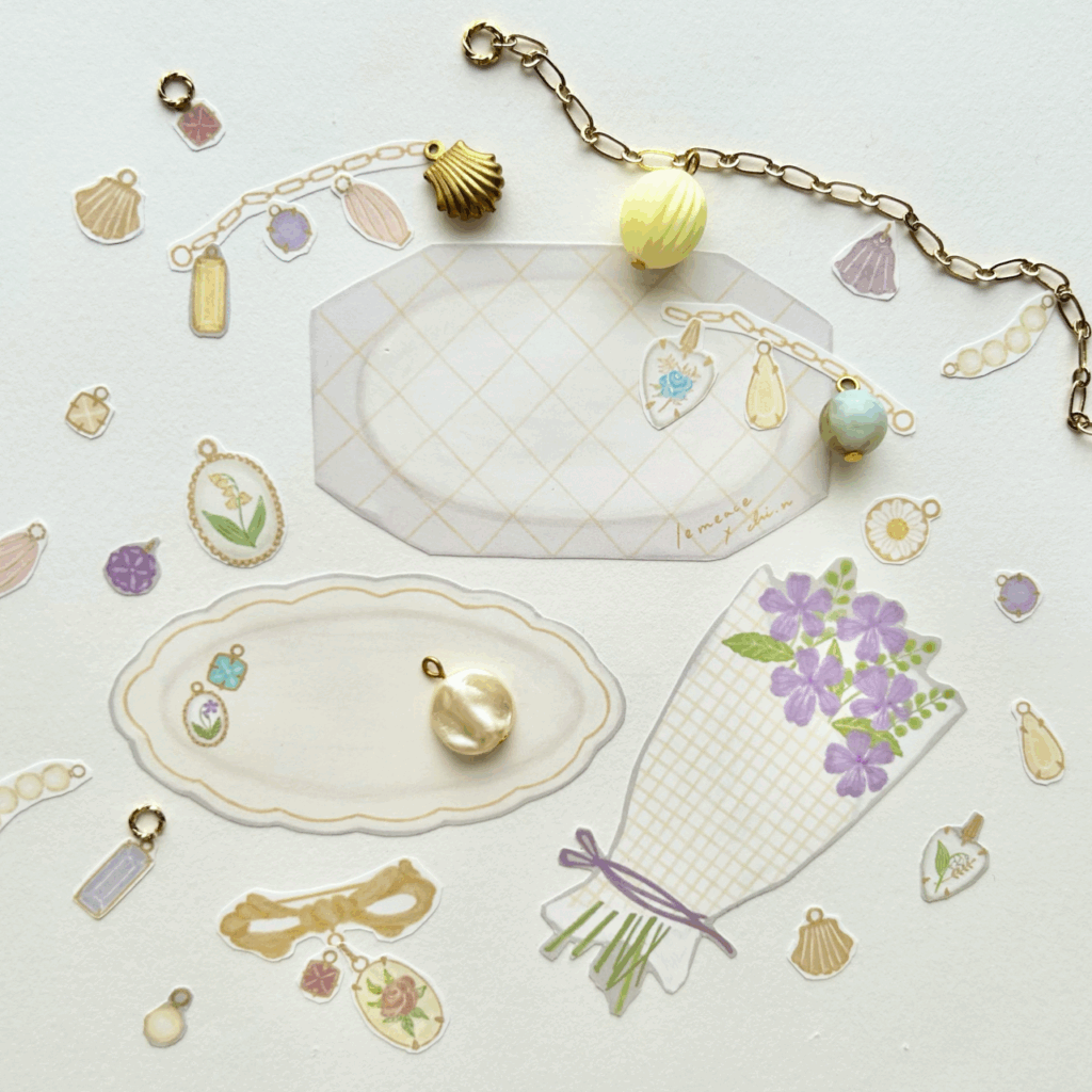 「レミースコラボメモパッド」ヴィンテージパーツを紙に描きました。