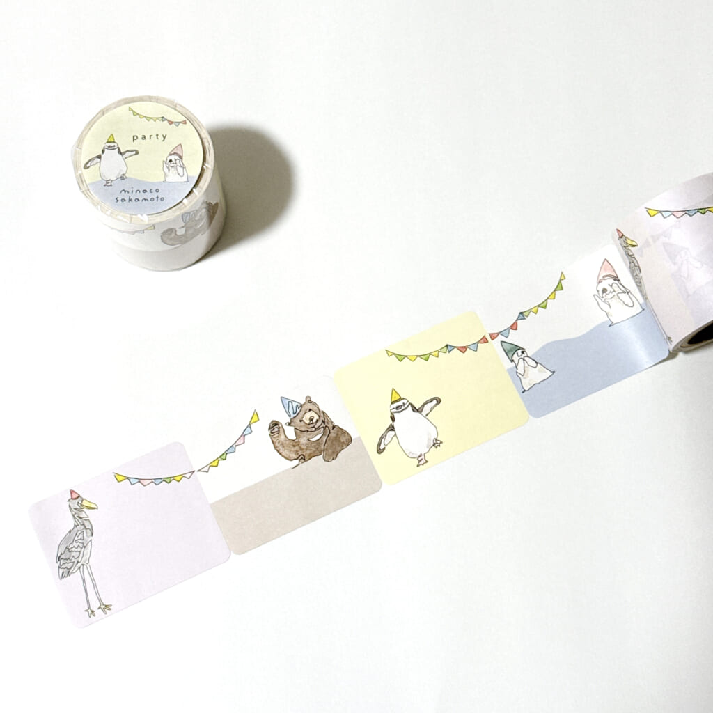 「ロールふせんparty」お祝いしたい皆さんが盛大におもてなししてる柄です。