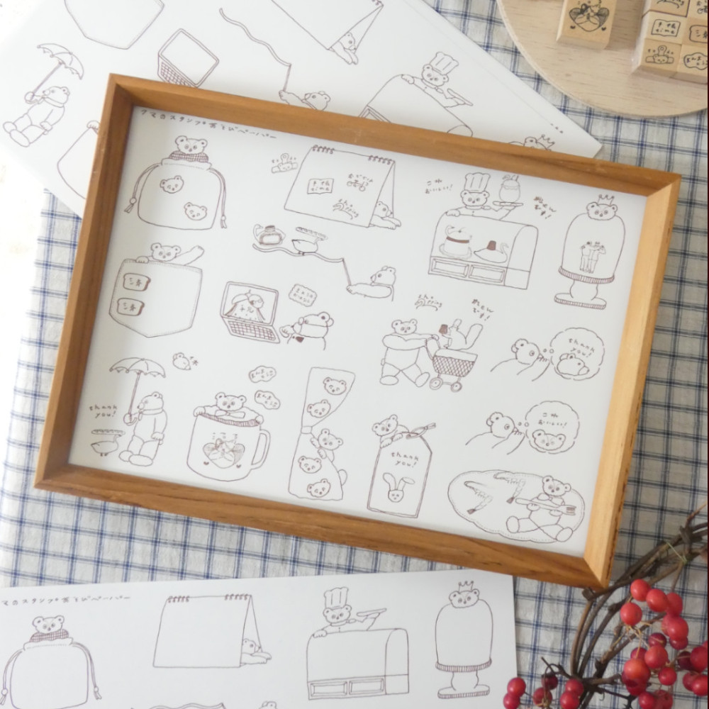 「クマのスタンプ遊びペーパー」お手持ちのスタンプで遊べるフリーペーパーを作りました。