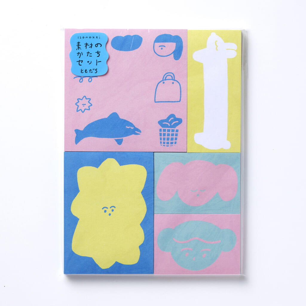 「素材のかたちセットともだち」5種類のメモがセットになっています。