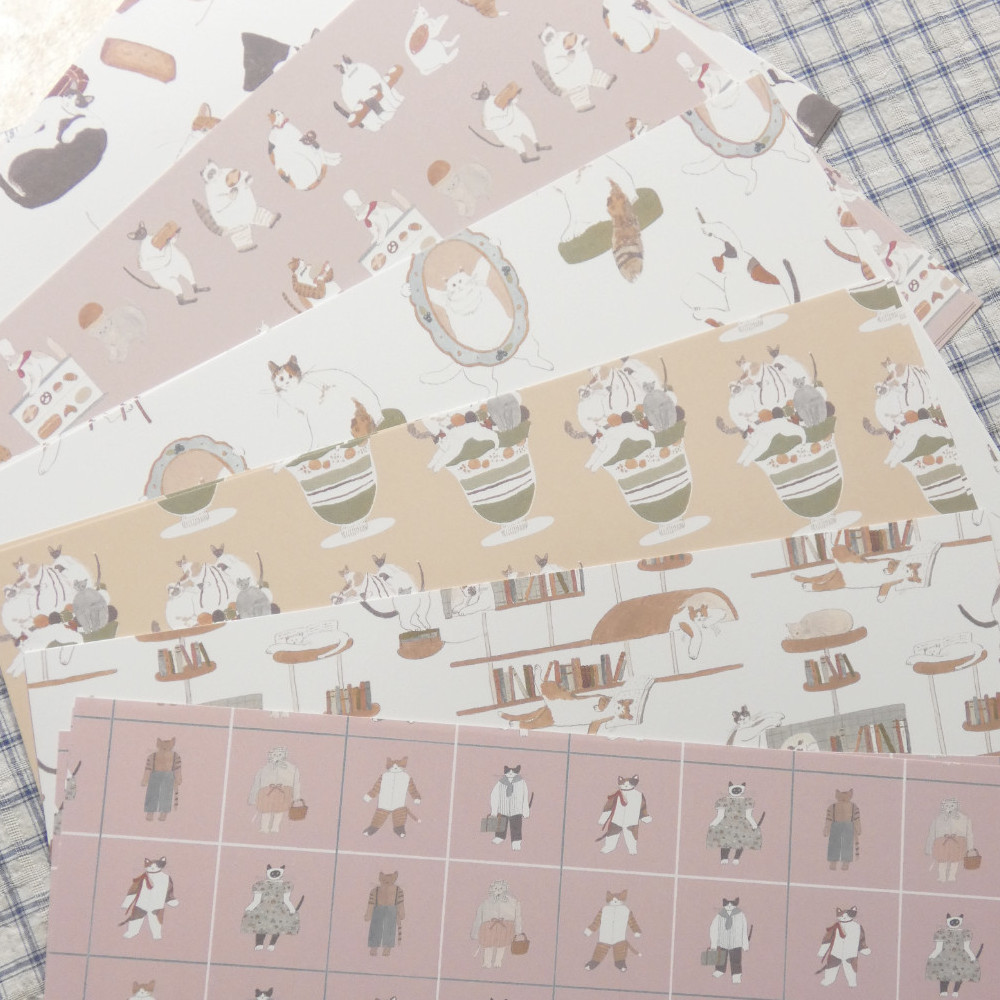 「猫の包装紙24枚入り」6柄×4枚です。