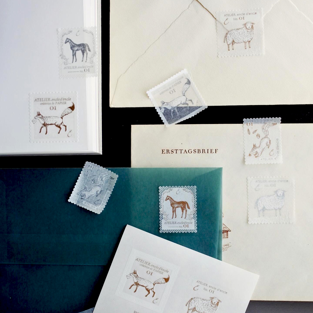 knoten letterpressコラボの「切手風シール」